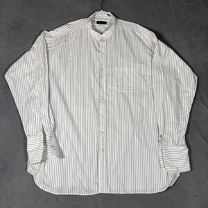 Gitman Bros Rochester Shirt Mens 20 38 Blue Stripe Band Collar USA 3XL 4XL